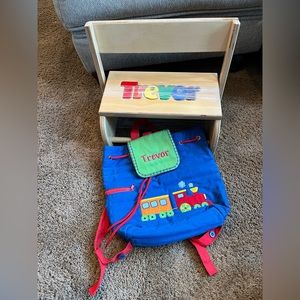 Brand New TREVOR Child Step Stool and Pre School Backpack